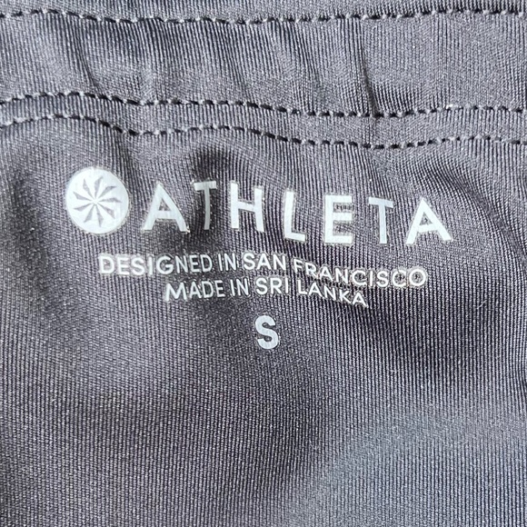 🌻Athleta Black Workout Activewear Leggings Back Stash Zip Pocket Size S EUC - Picture 5 of 6